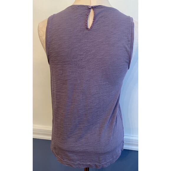 Small J.Crew Purple Tank Muted Purple Knit Ruffle Front Style Sleeveless Women's - Picture 5 of 6